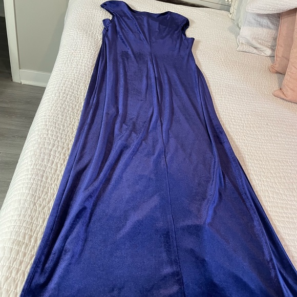 Blue Floor length Split Leg Dress - Picture 7 of 8